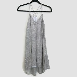 Bella Lux Trapeze Slip Hi Lo Gray White Dress